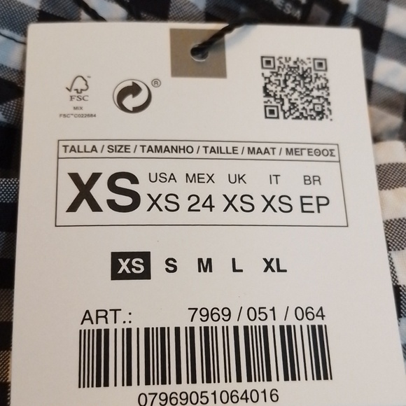 D1🎉Zara XS gingham faux wrap skirt with side buttons NWT - Picture 7 of 8